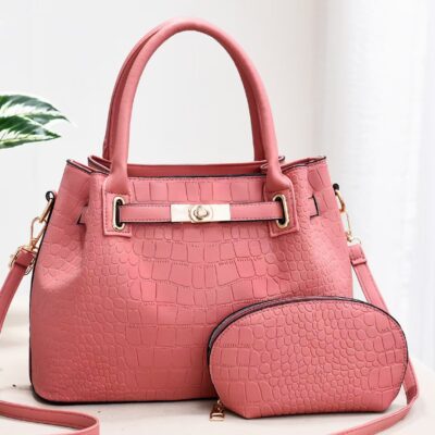 Crocodile Pattern Women's Single Shoulder Bag-Pink