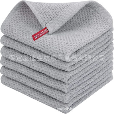 Pure Cotton Checkered Kitchen Towel-Light grey