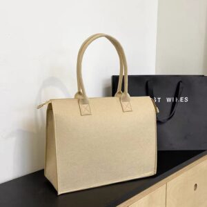 New Style Felt Handbag-Khaki; 35*30*13cm