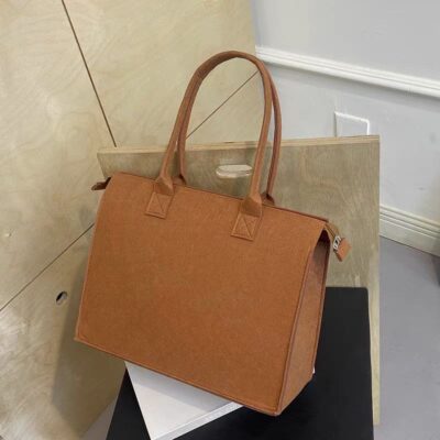 New Style Felt Handbag-Brown; 35*30*13cm