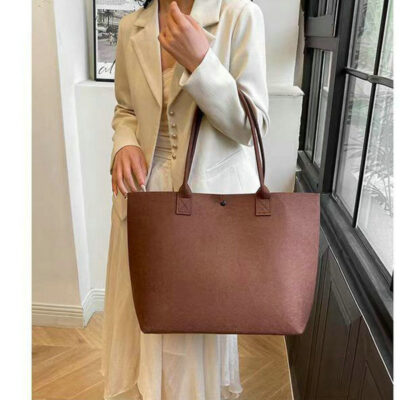 Shopping Felt Handbag-Brown; 47*32*15cm