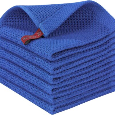 Pure Cotton Checkered Kitchen Towel-Royal Blue
