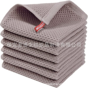 Pure Cotton Checkered Kitchen Towel-Light Brown
