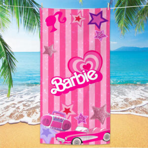 140*70cm Pink Cute Barbie Print Beach Towel-bt-45
