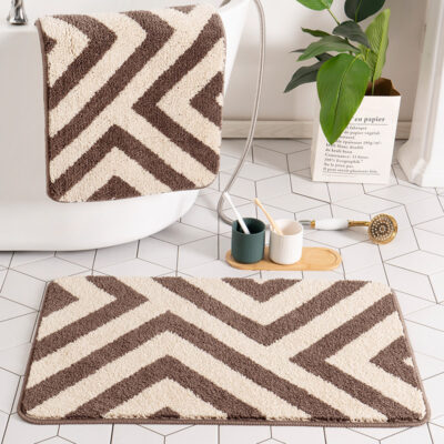 40*60cm Simple Imitation Cashmere Floor Mats-Beige Geometric
