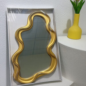 Home Desktop Mirror-Cloud wave mirror tray gold