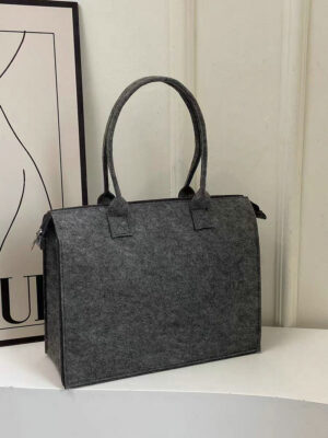 New Style Felt Handbag-Dark gray; 35*30*13cm