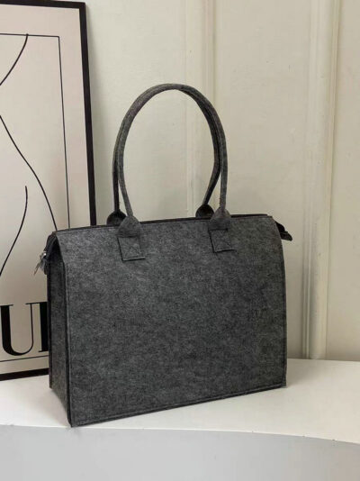 New Style Felt Handbag-Dark gray; 35*30*13cm