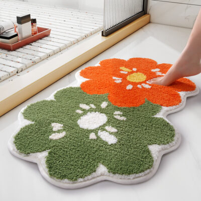 40*60cm Imitation Cashmere Floor Mat-Flower 3