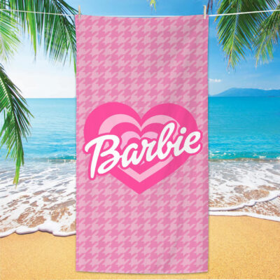 140*70cm Pink Cute Barbie Print Beach Towel-bt-38