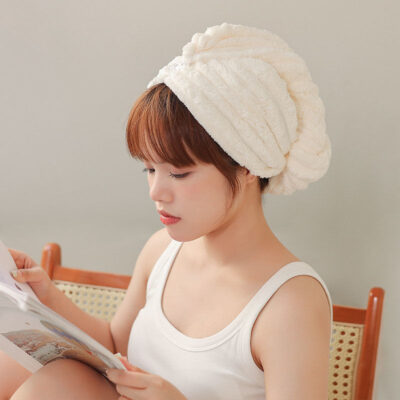 Double Layer Dry Hair Cap-Beige