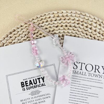 Mobile Phone Chain-Pink Bear Bow