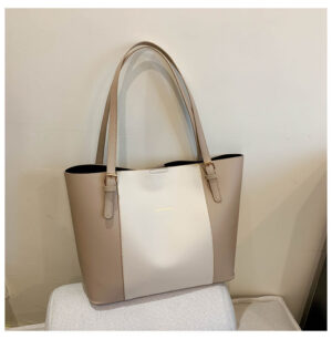 Large Capacity Tote Bag-Beige with Khaki