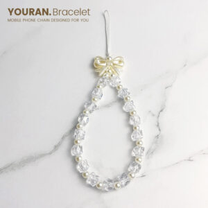 Mobile Phone Chain-Square Bead Crystal Bow