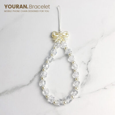 Mobile Phone Chain-Square Bead Crystal Bow