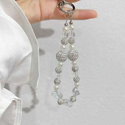 Mobile Phone Chain-Silver Diamond Ball