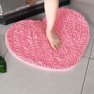 50*60cm Chenille Heart Shaped Floor Mat-Pink