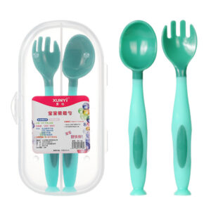 Twisting Spoon And Fork Set-Green Spoon + Fork