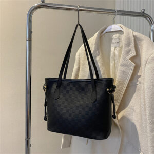 Diamond Fashion Hand-held Tote Bag-Checkered Black