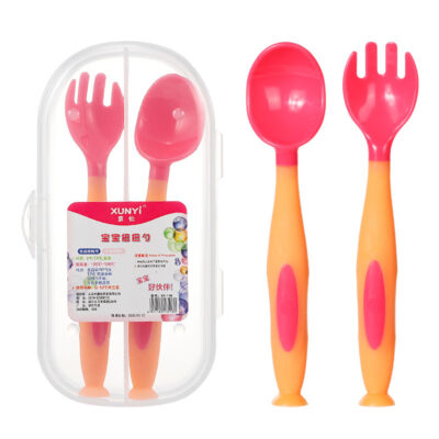 Twisting Spoon And Fork Set-Yellow spoon + fork