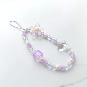 Mobile Phone Chain-Transparent purple flowers