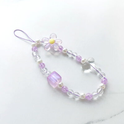 Mobile Phone Chain-Transparent purple flowers