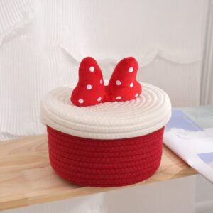 Desktop Storage Basket-Red with white cover