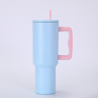 40oz Stainless Steel Handle Car Cup-Light blue