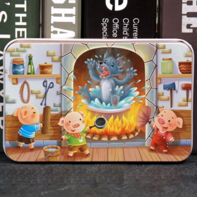 60-piece Iron Box Puzzle-three little pigs