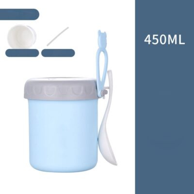 Stainless Steel Portable Breakfast Cup-Blue PP plastic liner [color box]