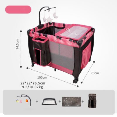 Multifunctional Baby Crib-Pink Polka Dots