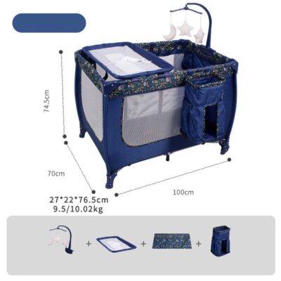 Multifunctional Baby Crib-Blue Polka Dots
