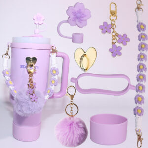 Stanley Water Bottle Accessory Set-Floral rope 7-piece set * Purple