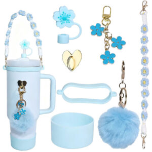 Stanley Water Bottle Accessory Set-Floral rope 7-piece set * Blue