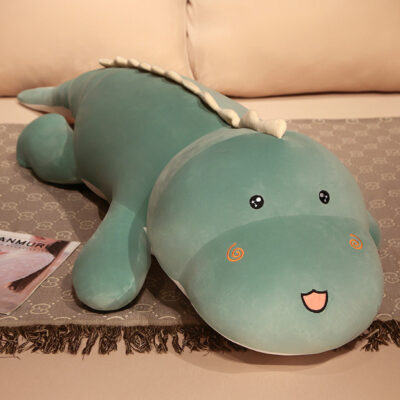 Long Dinosaur Plush Pillow-Green
