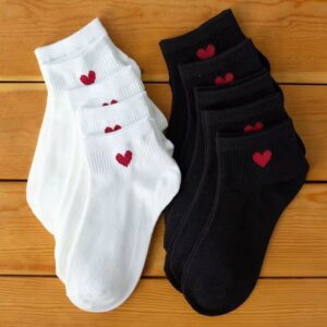 Short Heart-shaped Socks-White