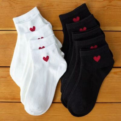 Short Heart-shaped Socks-White