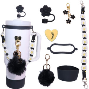 Stanley Water Bottle Accessory Set-7-piece floral rope set * Black