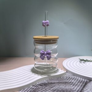 Bow Straw Glass- purple