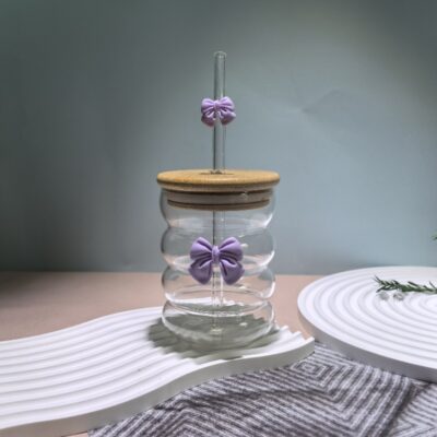 Bow Straw Glass- purple