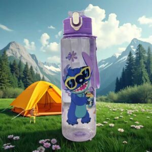 800ml Stitch Straw Cup-transparent purple