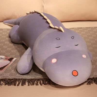 Long Dinosaur Plush Pillow-Purple