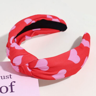 Wide-brimmed Knotted Headband-Red Heart