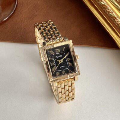 Women Stainless Steel Watch- gold black