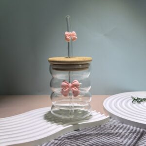 Bow Straw Glass- pink