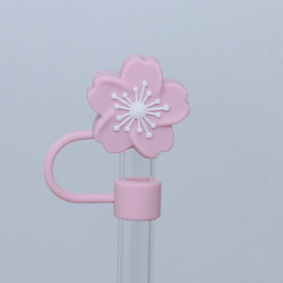 Stanley 10mm Straw Cap-Pink flowers with white hearts