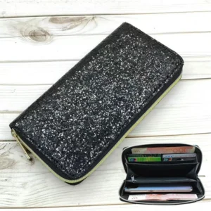 Women Glitter Wallet - black
