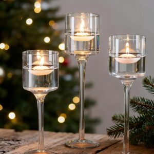 3pc Glass Candle Holder