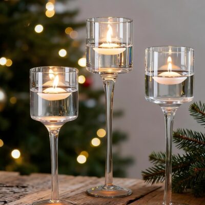 3pc Glass Candle Holder
