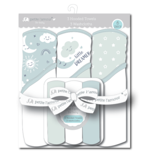 Cribmates 3 Hooded Towels W/ 3 Washcloths-CM7306